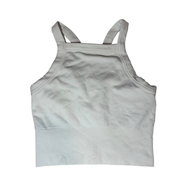Athleta Tops - Athleta high neck ribbed crop athletic tank top sports bra racerback white XXS